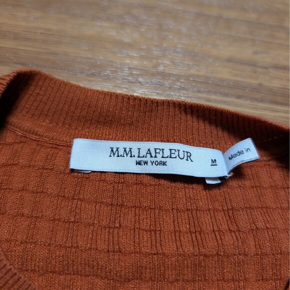 M.M. LaFleur The Tyler Textured Crew Neck Pullover Sweater Women Medium Clay - Picture 3 of 8